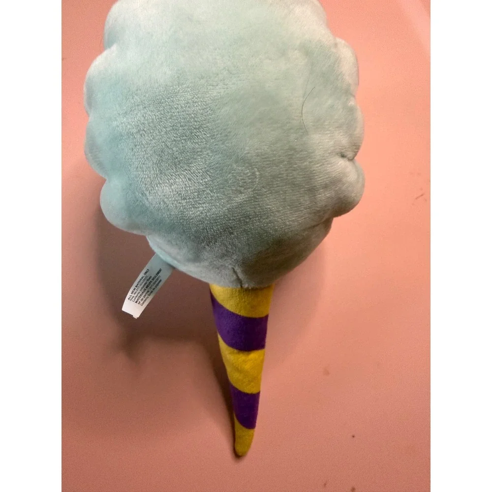 Cotton‎ Candy Plush 11 Inch Blue Smiling Face Stuffed Toy Purple Yellow Cone